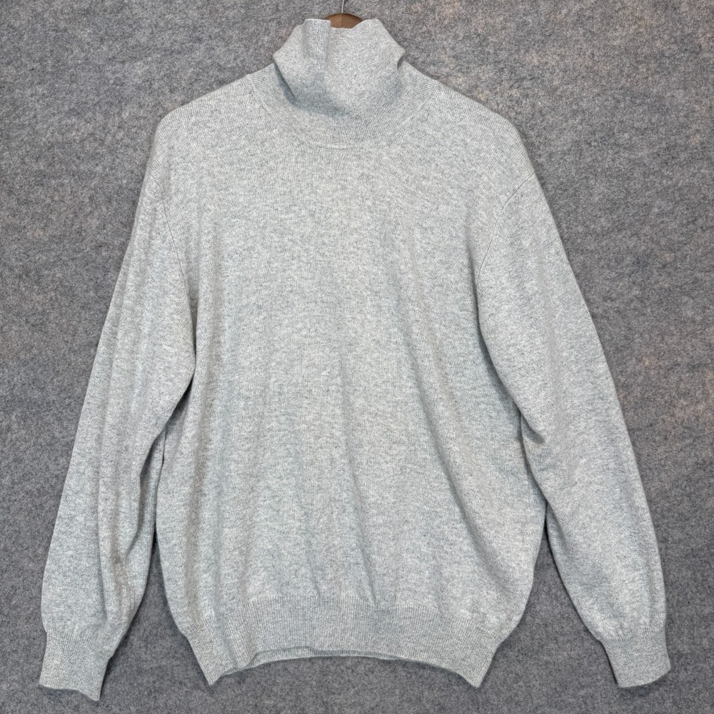 Lands End 100% Cashmere Sweater Mens Large Turtleneck 42-44 Soft Luxury Knit